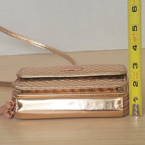 Vera Bradley RFID All in One Rose Gold Shimmer Quilted Wristlet Crossbody Bag - Picture 15 of 15